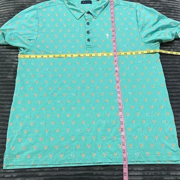 William Murray Polo Shirt Green Cocktail Drink Print Short Sleeve Men’s Size XL - Picture 7 of 9